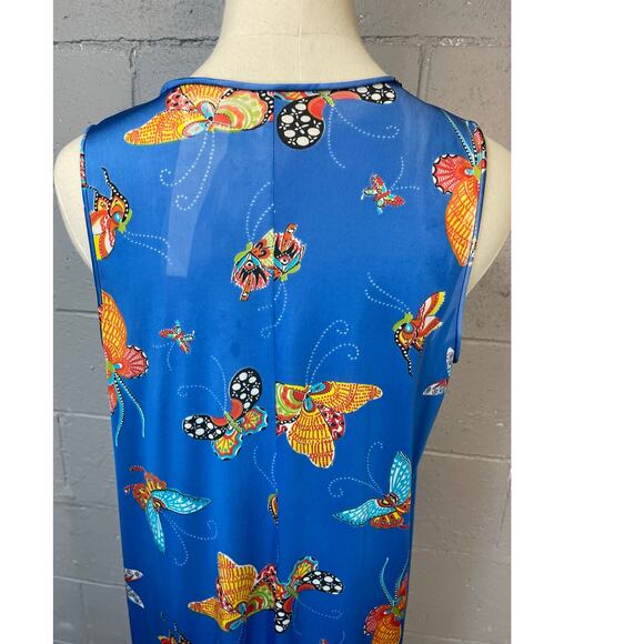 Vintage 1960s Vanity Fair Blue Butterfly Peignoir Set Hostess Set SM Psychedelic - Picture 5 of 13